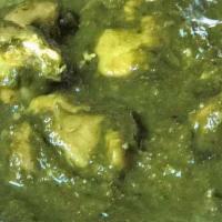 Chicken Saag · Chicken cooked in spinach and spices.