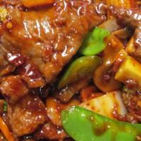 Beef With Garlic Sauce · Hot and spicy.