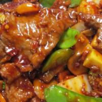 Beef In Garlic Sauce · Hot and spicy.