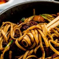 K27 Black Bean Noodle · Chinese - style Korean noodle dish topped with a thick sauce made of Chunjang (black bean), ...