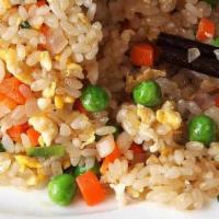 K5 Fried Rice With Veggies · Fried rice tossed with carrots, peas, zucchini, onions, and egg.