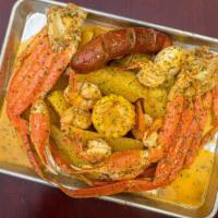 Krab & Shrimp Platter · 2 Krab clusters, 10 Shrimp, corn, egg, sausage, potatoes
