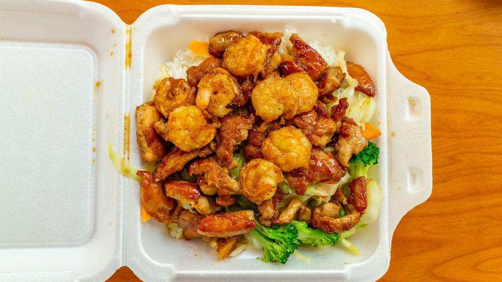 Chicken & Shrimp Teriyaki · Served with rice or noodle & vegetable.