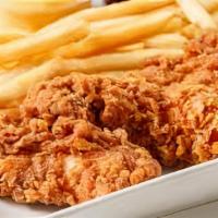 Chicken Tenders · Chicken tenders, french fries, and drink.