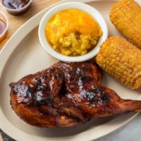 1/2 Bbq Chicken · Includes  two (2) side items, and your choice of bread.
