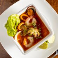 Parihuela De Mariscos · Delicious aphrodisiac soup from the sea with an addictive flavor.
