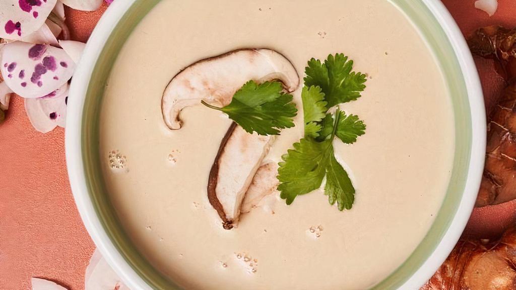Coconut Soup Bowl · coconut soup, mushrooms, scallions, cilantro