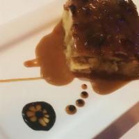 Homemade Bread Pudding Lunch · Served with praline sauce.