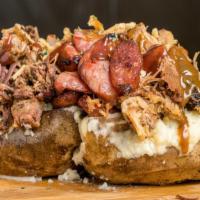 The Tailgate · A whole tailgate on a plate!!!!!!! A heavy pull of smoked brisket, pulled park and smoked sa...