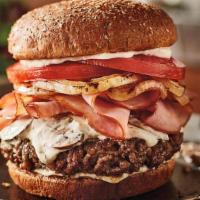 Beef Cordon Blu · Signature Fat burger, topped with layers of grilled ham and Swiss paired with sweet honey ma...