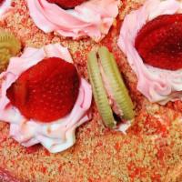 Strawberry Crumble Cake · Strawberry cake with a Cream & Strawberry Filling Topped with Homemade Friendly Strawberry C...