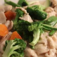 Vegetable Medley · Vegetarian. Containing no animal meat. Mushrooms, asparagus, snow peas, broccoli, and bell p...