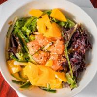 Salad Bowl · Green leaf mixed, cucumbers, avocado, and tangerine served with spicy tangerine dressing.