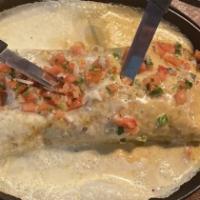 Burrito Real, Chicken Burrito, Rice, Beans, & Guacamole Salad · 