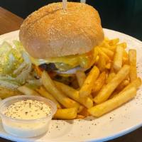 Vandal Signature Burger · AMERICAN CHEESE MELTED ON OUR GROUND BEEF BURGER GENEROUSLY MARINATED AND SEASONED WITH HOME...