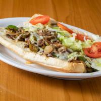 Cheese Steak Sandwich · Our new version combines both cheddar and provolone cheeses with six ounce of steak smothere...