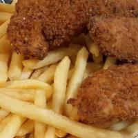 Chicken Tenders · Our popular freshly breaded chicken strips fried until golden brown and served over seasoned...