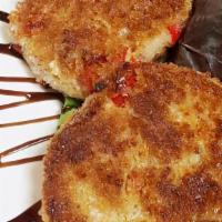 Dilworth Crab Cakes · Spicy. Two award winning crab cakes served with our housemade aioli dipping sauce and balsam...