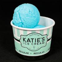 Blue Moon · Smurf-blue, marshmallow-sweet ice cream.
2 scoops in a regular cup with a to-go lid.