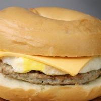 Egg, Sausage & Cheese · Sausage, Scrambled Egg and American Cheese on your choice of bread.  Turkey Sausage can be s...