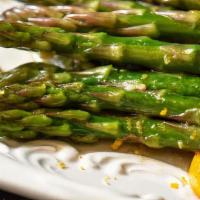 Sautéed Asparagus · Seasoned with garlic butter, olive oil, lemon zest, pepper & salt