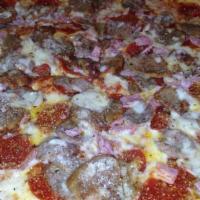 Meat Lovers Pizza · Pepperoni, Italian sausage, ham and beef sausage.