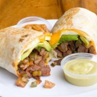 Breakfast Burritos · 2 eggs, cheese, onions, peppers, potatoes with your choice of meat.