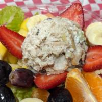 The Floridian · Bowl of fresh fruit topped with a scoop of chicken, tuna, or egg salad. Add Shrimp with an a...