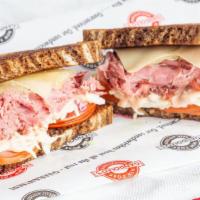 King Of Queens Sandwich · Pastrami, Swiss, tomato, coleslaw, Russian dressing, S&P, and butter on rye, Served hot with...