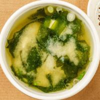Miso Soup · Bean paste with seaweed, bean, curd and scallion.