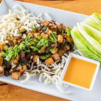 Lettuce Wraps · Vegetarian. Tofu. Mushroom, onion, zucchini, teriyaki sauce. Crispy rice noodles, chili garl...