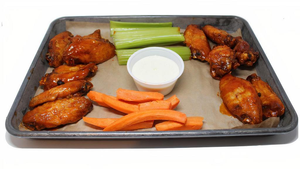 Chicken Wings (12) · Bulldog Buffalo Sauce, served with celery, carrots, and Bleu cheese or ranch.