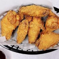 Chicken Wings (12) · Breaded or unbreaded, BBQ, buffalo, cajun, lemon pepper, sweet chili.