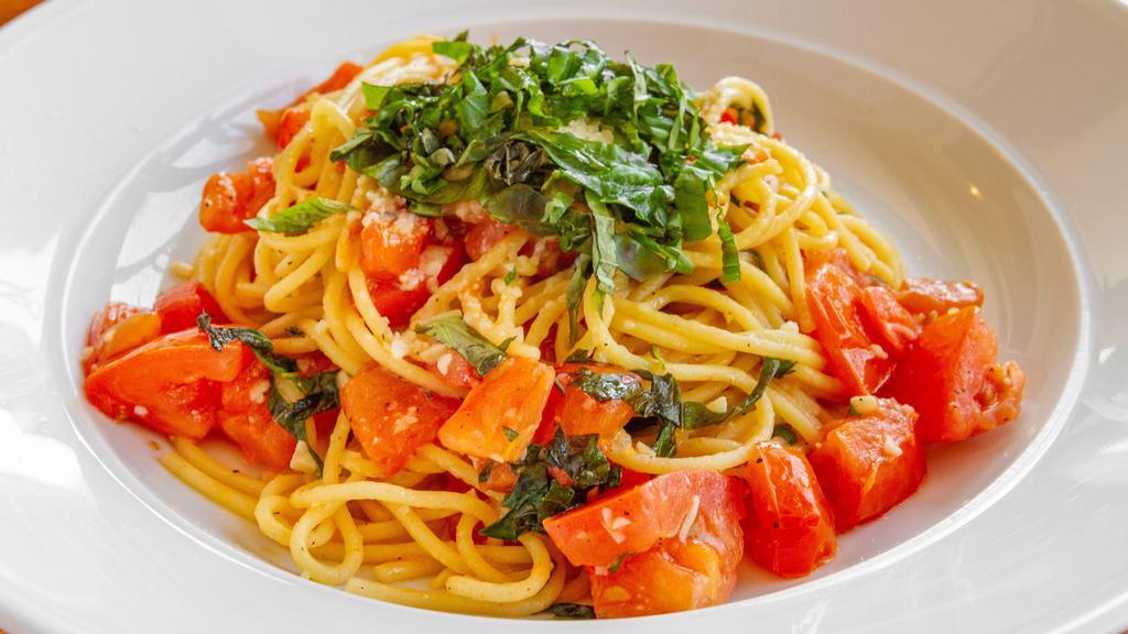 Pasta Alla Checca · tomato, basil, olive oil, garlic, spaghetti
