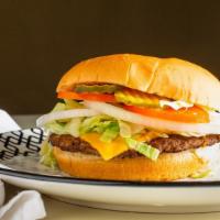 Cheese Burger Combo · Cheese, onion, lettuce, tomato, pickle, mayo, and ketchup. Served with choice of drink and f...