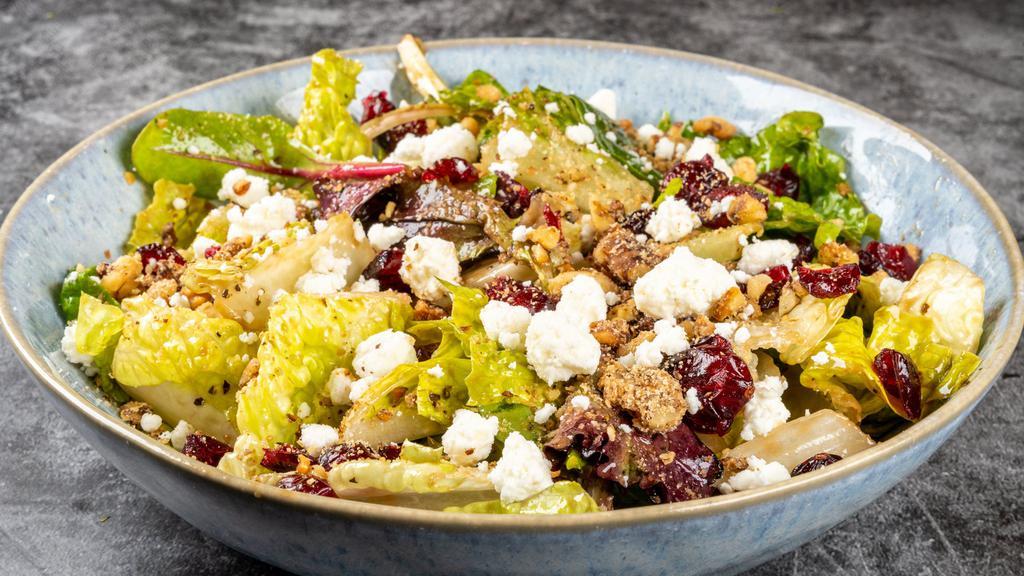 Cranberry Salad · Spring mix, balsamic, cranberries, candied walnuts, cheese.