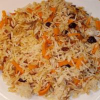 Sweet Rice · Basmati rice with raisins, carrots, cinnamon, onion.