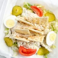 Grilled Chicken Salad · Fresh greens, eggs, onion, tomatoes, cheese and your choice of dressing on the side.