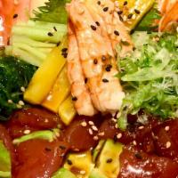 Tuna Poke Don · Chopped tuna mix with poke sauce on top of steamed rice.

Consuming raw or undercooked meats...