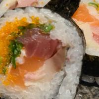 Fisherman'S Roll · Tuna, shrimp, salmon, yellowtail, mackerel, smelt roe, and green onions.

Consuming raw or u...