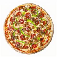 Large Supreme Pizza And Wings · Perfectly cooked Golden Brown Hand-Tossed Supreme Pizza ingredients: pizza dough, tomato sau...