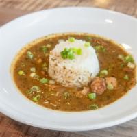 Chicken & Sausage Gumbo · Your choice of size.
