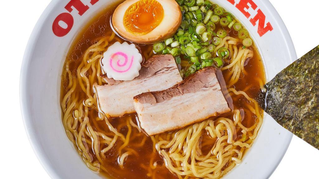 Shoyu · clear chicken broth* | pork belly** | fish cake | nori | scallion | ramen egg

*contains mushroom
**miso chicken substitute available

contains soy | gluten | wheat | fin fish | egg