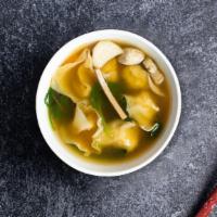 Wonton Soup · Seasend broth with wonton dumplings.