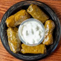 Grape Leaves · Stuffed with rice, onions, tomatoes four pieces.