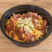 Turkey Cheeseburger Bowl · Lean Seasoned Ground Turkey over Jasmine rice, topped with Cheddar Cheese, dill relish, cris...