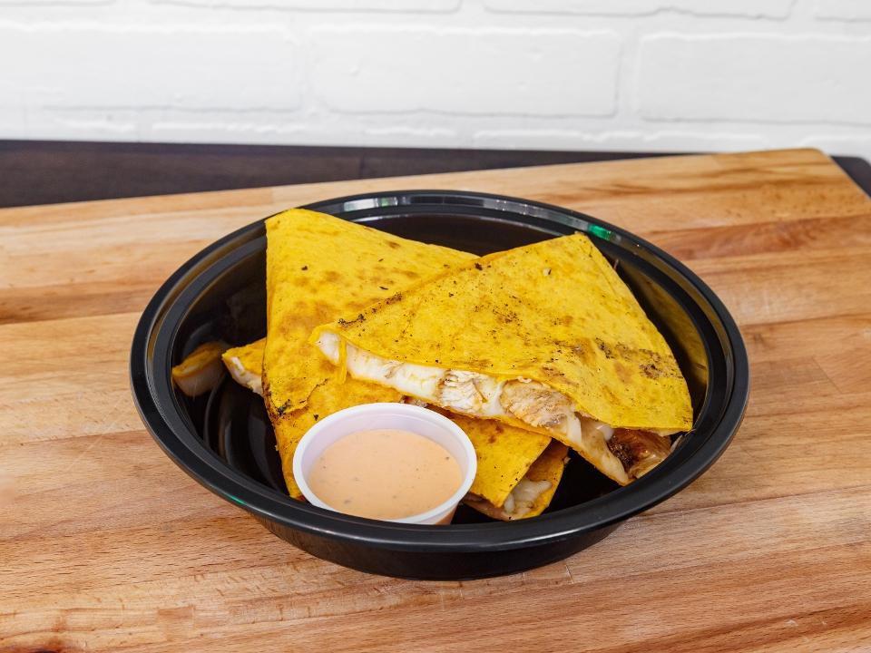 Buffalo Chicken Quesadilla · Chicken breast tossed in spicy buffalo sauce and Buffalo Ranch sauce, grilled in a Jalapeño Cheddar Tortilla with fresh Mozzarella Cheese.. Estimated Macros per Bowl. Cal: 421 | Carb: 36g | Fat: 16g | Protein: 29g