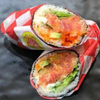 Spicy Tuna Sushi Burrito · Raw tuna, spicy mayo, spicy cucumber and masago. Consuming raw or undercooked meats, seafood...