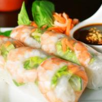 Shrimp Fresh Spring Rolls · Rice vermicelli and garden fresh vegetables and pickles, wrapped in rice paper. Served with ...