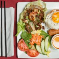Grilled House Special (Bún Or Com Đặc Biệt) · Vermicelli or rice with marinated sliced pork, seared shrimp, crispy egg roll.
